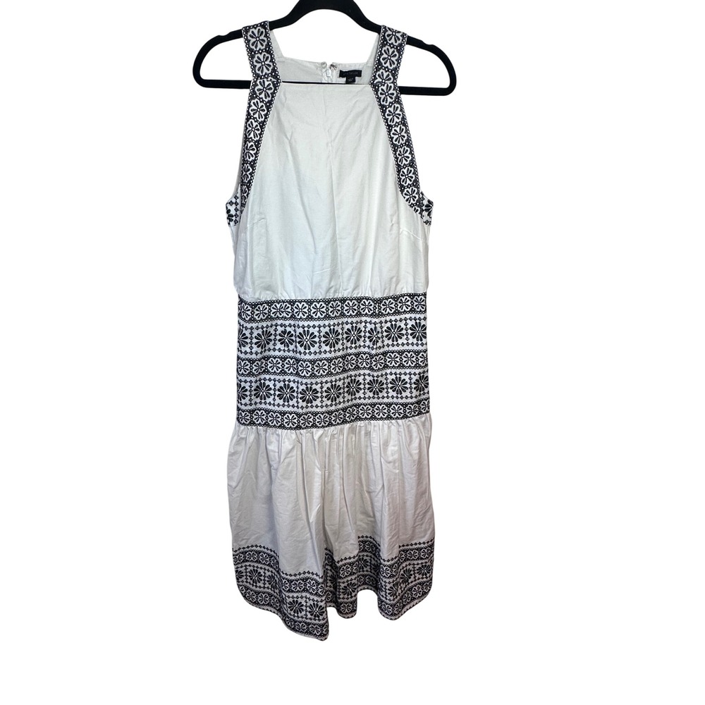 Ann Taylor White Sleeveless Dress Embroidered Details Women's SZ 10‎ Resortwear